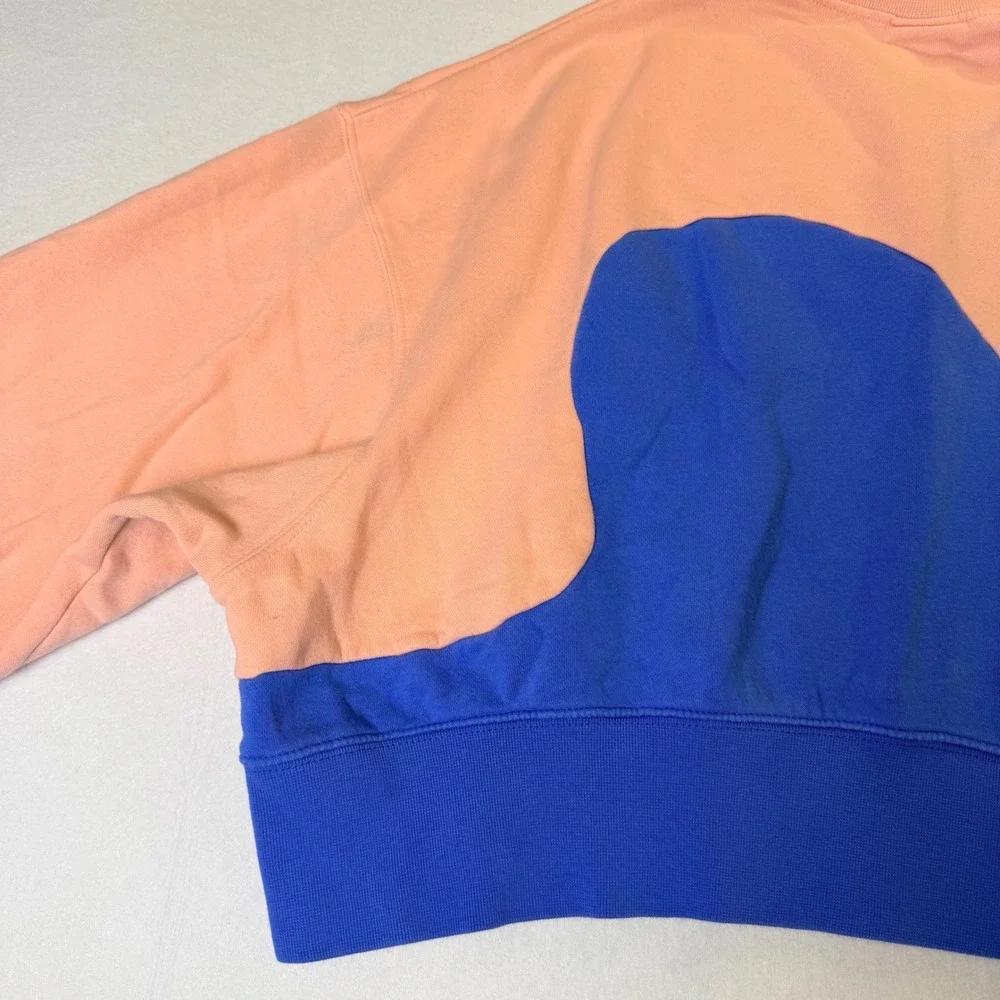 Nike Sportswear WomenXS Colorblock Cropped Boxy Sweatshirt Peach Blue DV0026-697